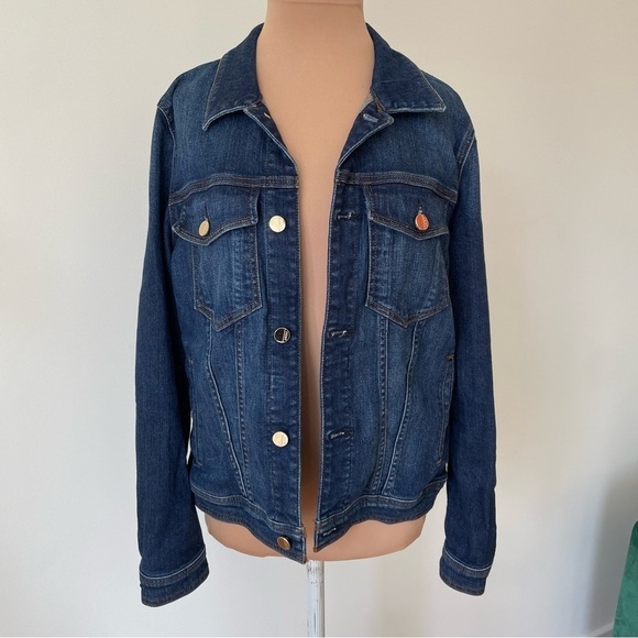 7 for all Mankind 7FAM Jen7 Blue Stretch Denim Jean Jacket EUC Size Small - Picture 5 of 11
